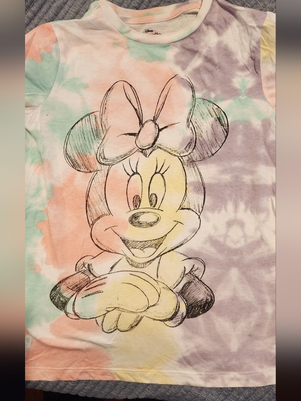 Disney Girls' Minnie Mouse Pastel Tie-Dye Short Sleeve Tee Size L
